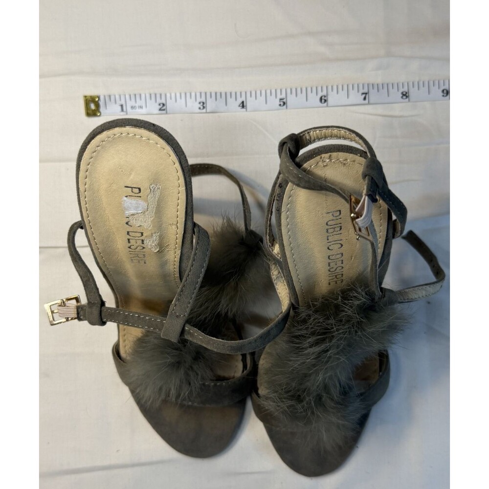 🤎✨ Public Desire Women's Brown Faux Fur Heels Size 3 ✨🤎